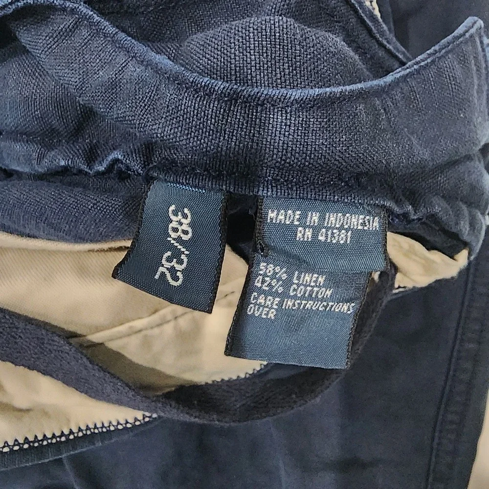 Polo by Ralph Lauren Pants Trousers Mens‎ 38x32 Navy Blue Chino Flat Front Work
